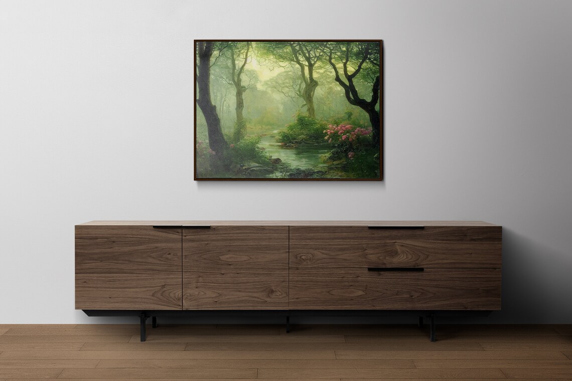 Rustic Cottage Forest Vintage Moody Art Print - Image 2