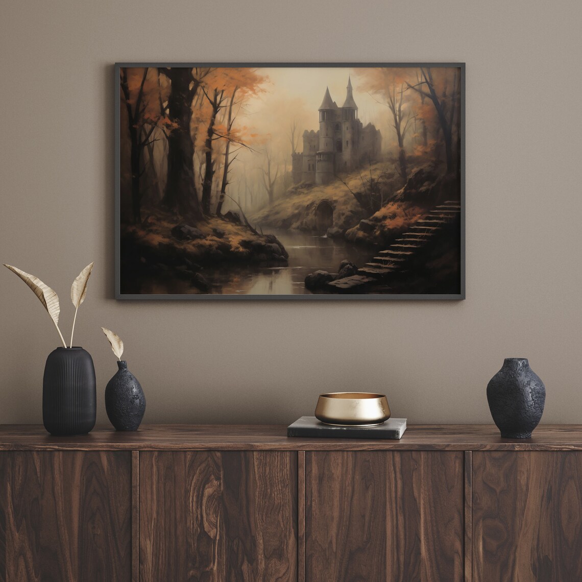 Spooky Haunted Castle Vintage Halloween Art Print - Image 3