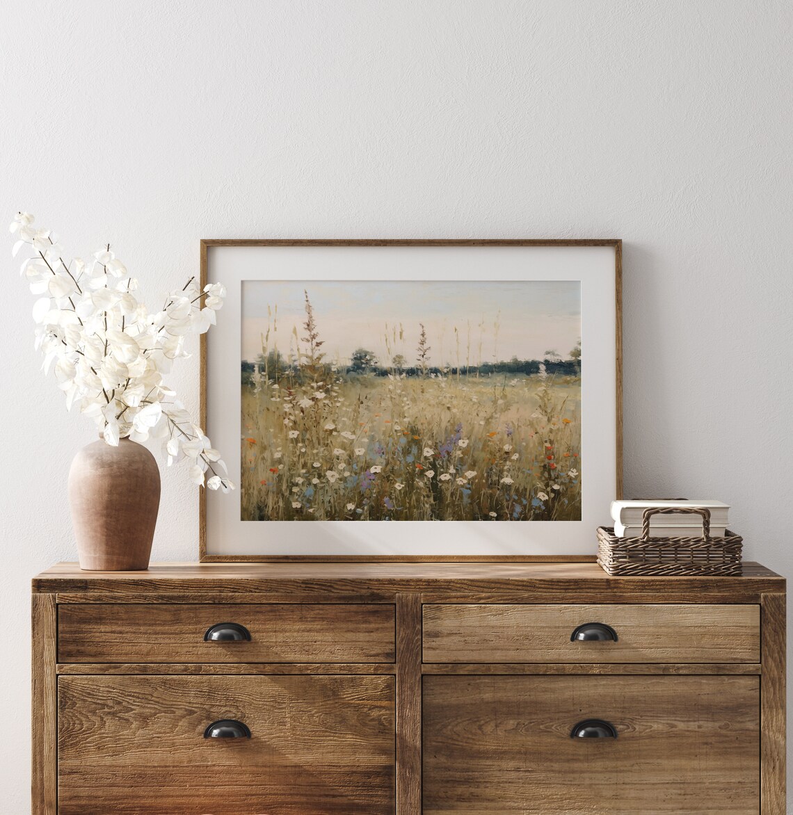Wildflower Field Landscape Vintage Oil Painting Art Print - Image 5