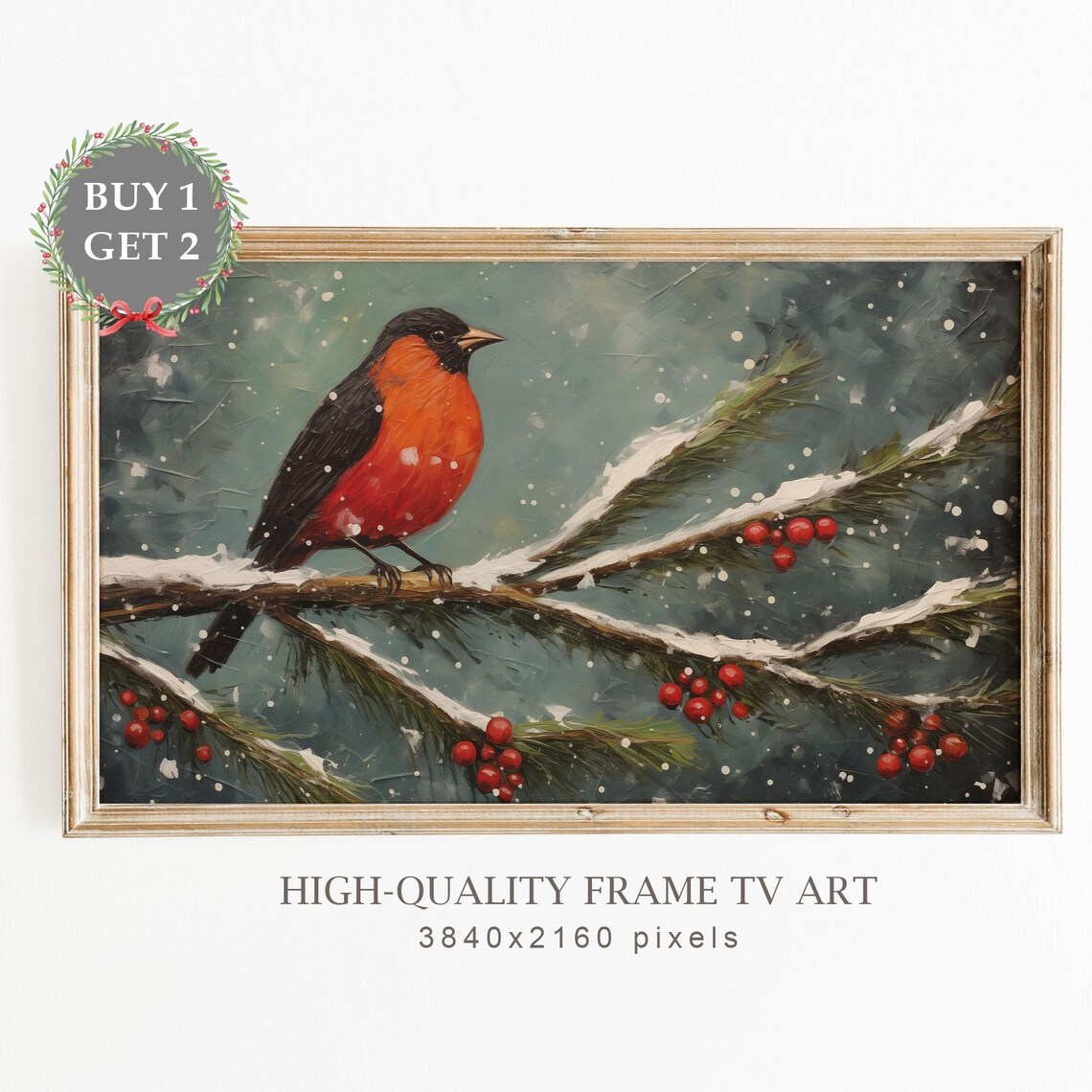 Cardinal Christmas Neutral Decor Art Print