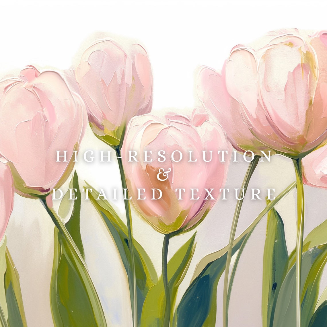 Soft Blush Pink Tulips Painterly Neutral Spring Floral Art Print - Image 2