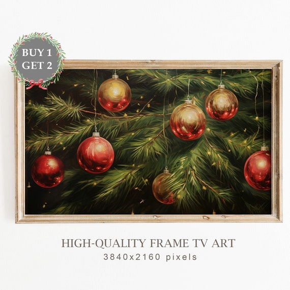 Christmas Ornaments Art Print, Farmhouse Christmas Decor