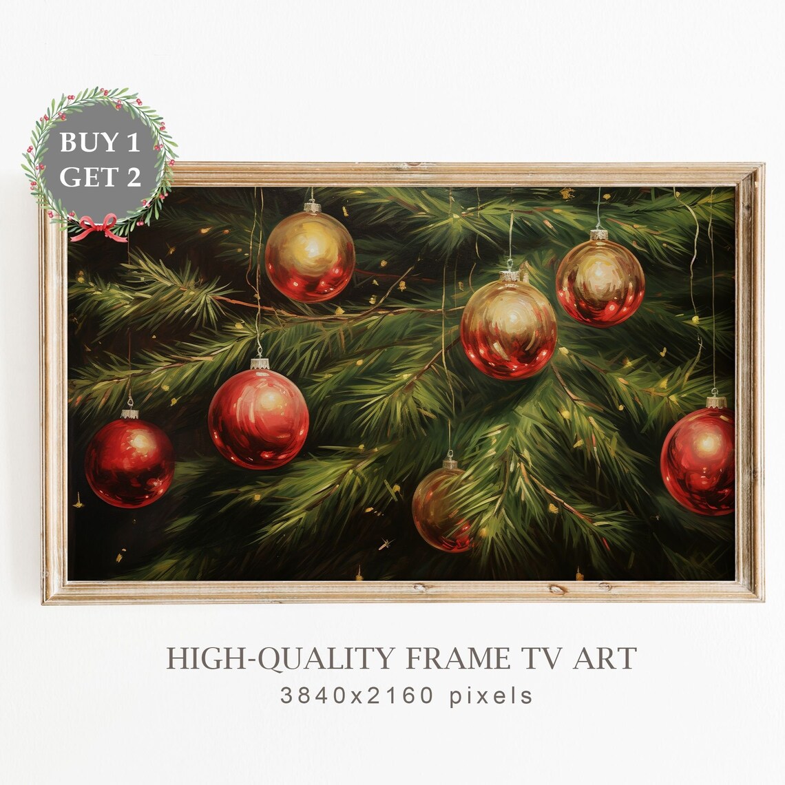 Christmas Ornaments Art Print, Farmhouse Christmas Decor