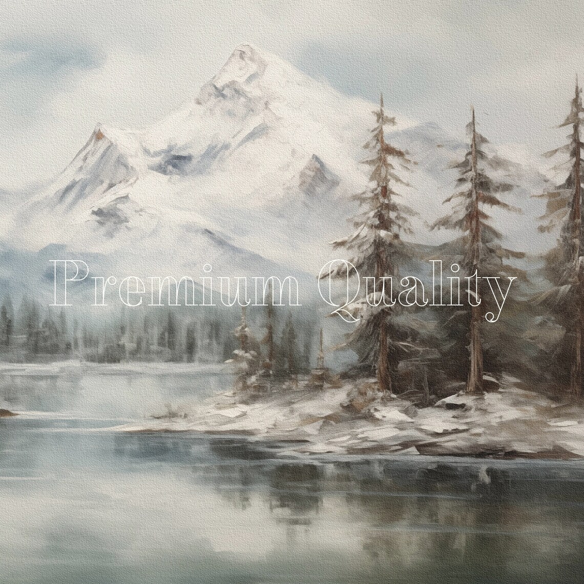 Vintage Mountains Christmas Art Print, Winter Landscape - Image 2