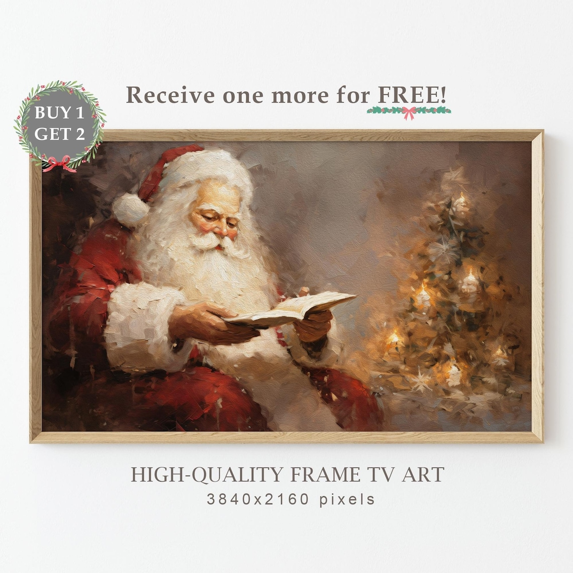 Vintage Christmas Train Art Print, Neutral Winter Scene - Image 2