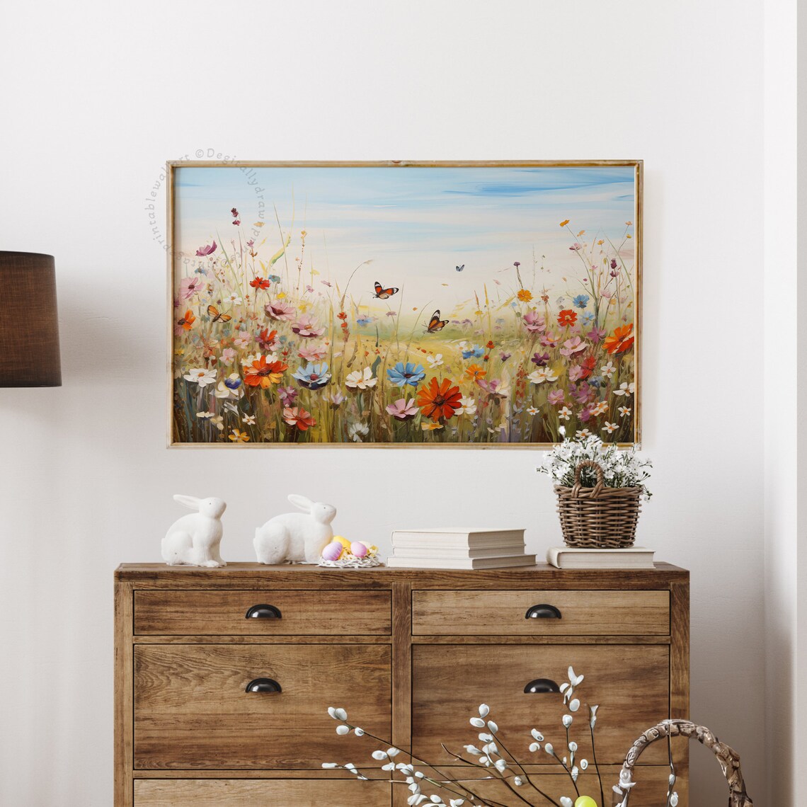 Colorful Spring Wildflower Butterfly Garden Meadow Art Print - Image 3