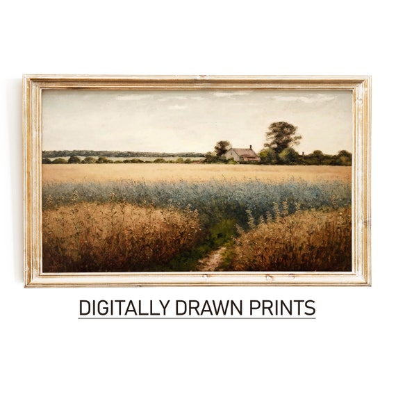 Wildflower Field Meadow Vintage Painting Poster