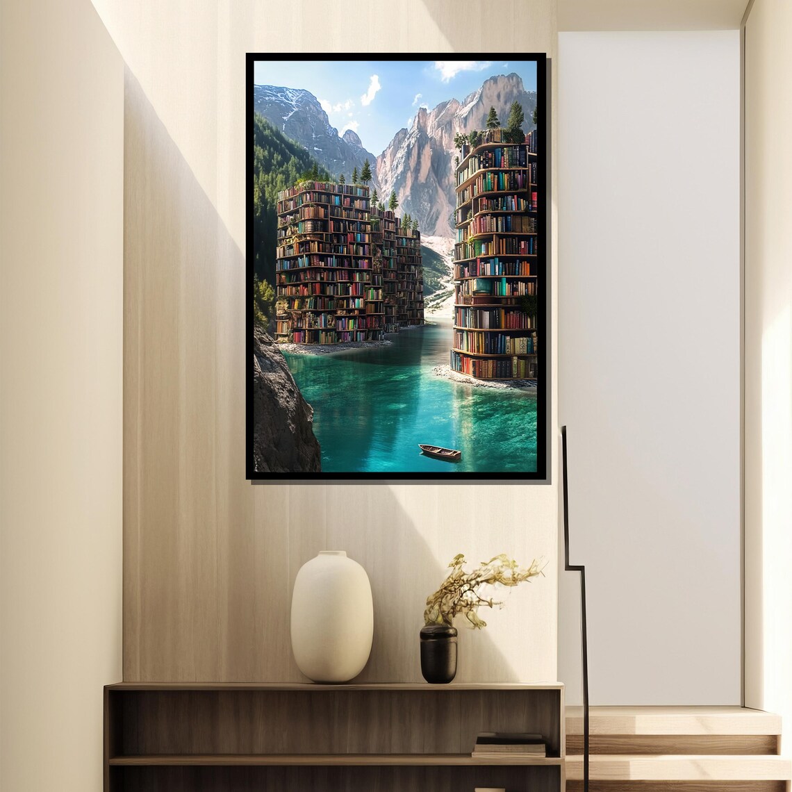 Surreal Book Mountain, Towering Library Walls - Image 2