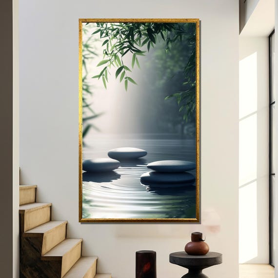 Zen Stones and Bamboo, Minimalist Nature Decor