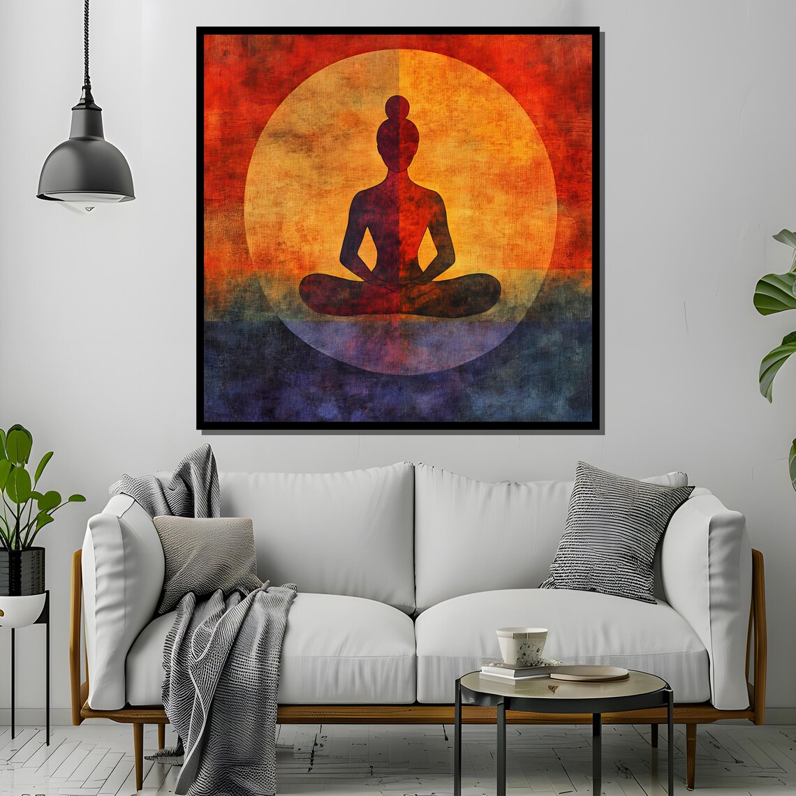 Modern Yoga Wall Art, Meditative Woman Silhouette - Image 2