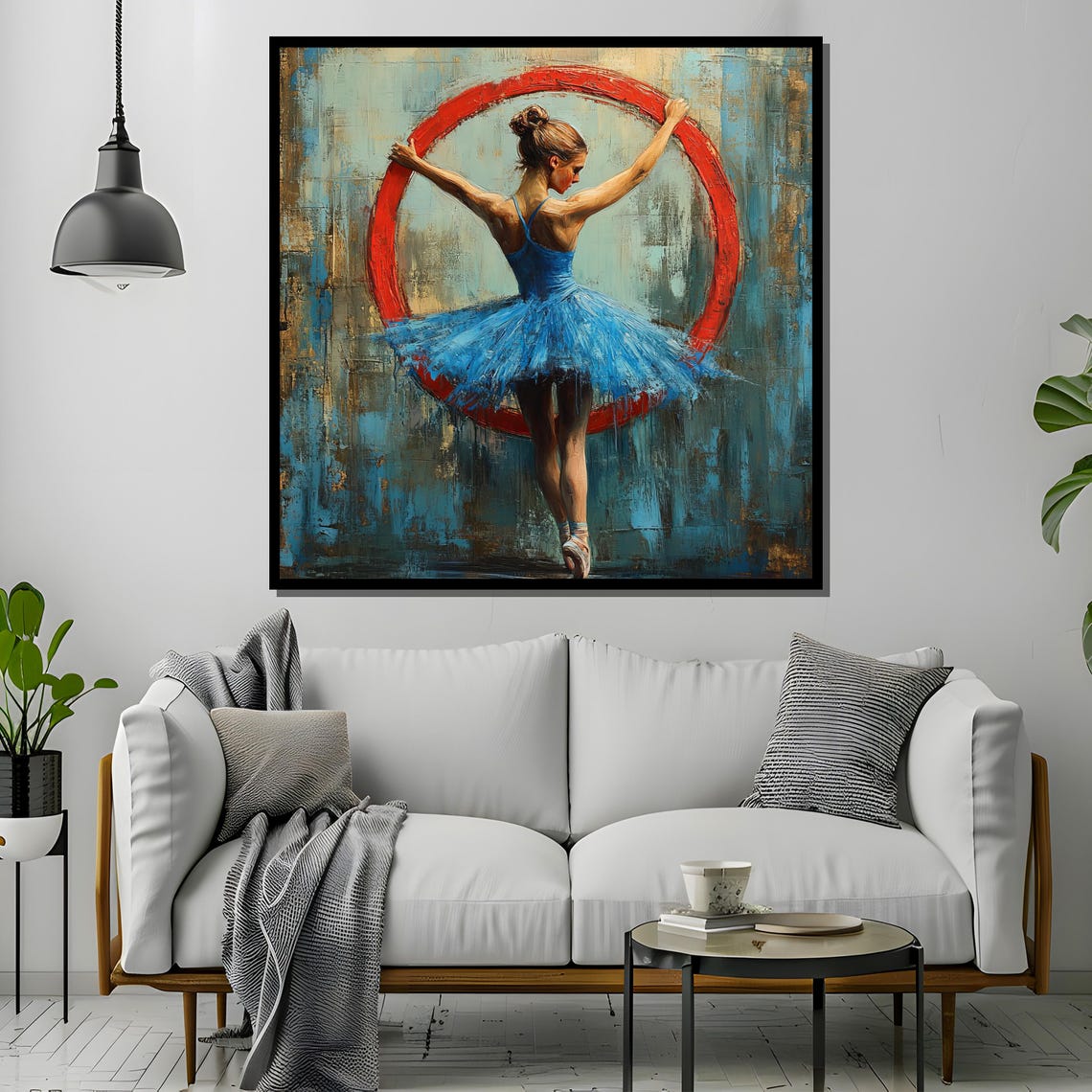 Elegant Ballerina in Blue Tutu, Modern Painting Style - Image 2