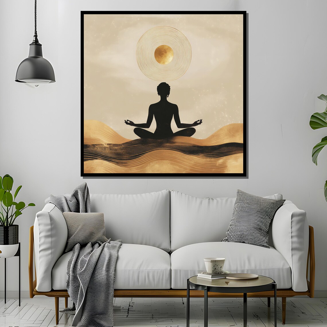 Golden Meditation, Zen Minimalist Yoga Poster - Image 2