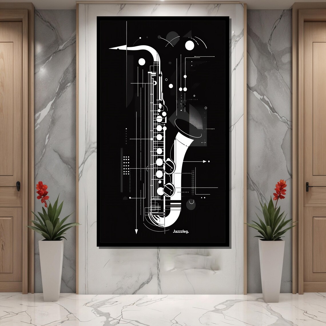 Modern Saxophone Jazz Music Poster, Minimalist Decor - Image 2