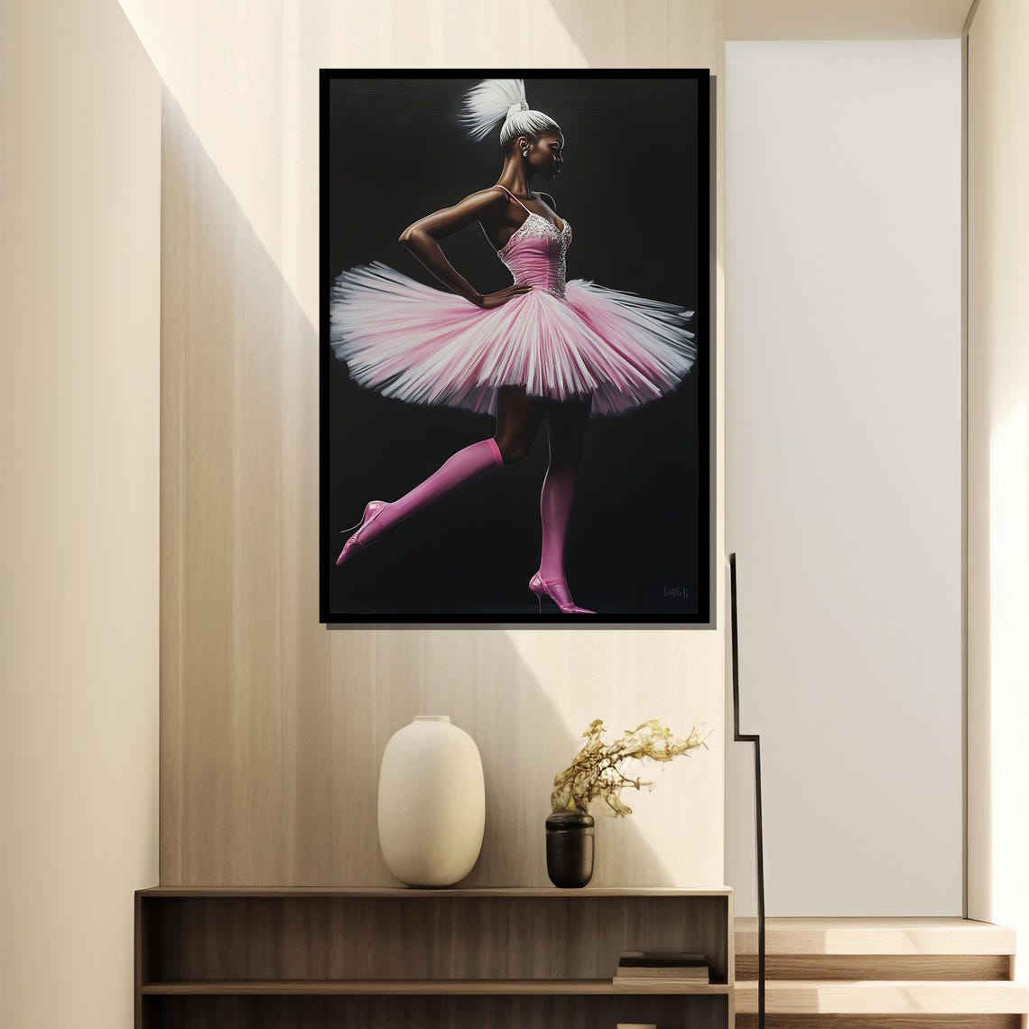 Modern Pink Ballerina, Feminine Dance Art Print - Image 2