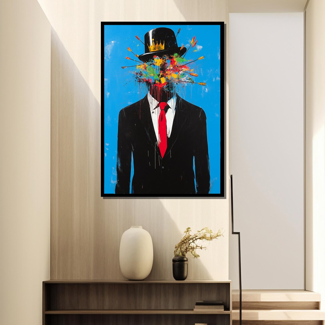 Crowned Man Abstract Painting, Modern Gift Art - Image 2
