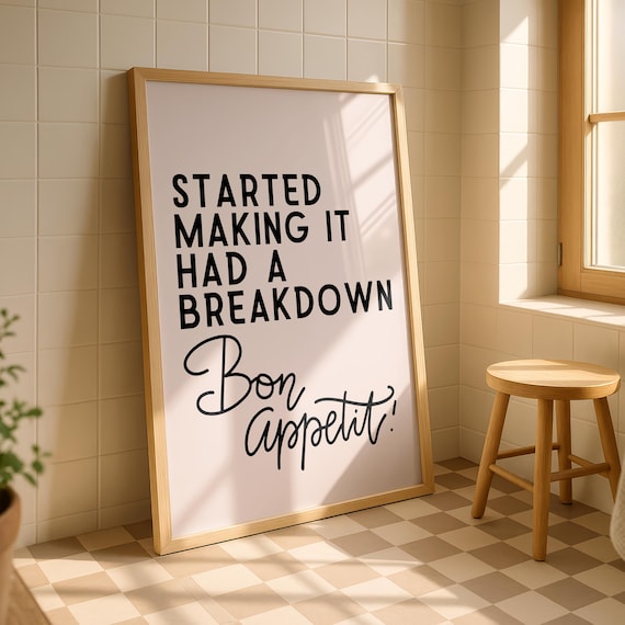 Bon Appetit Kitchen Decor Funny Quote Art Print