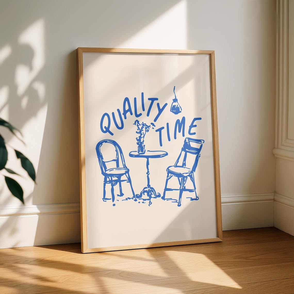 Quality Time Kitchen Print Cafe Breakfast Art Neutral Minimalist Decor