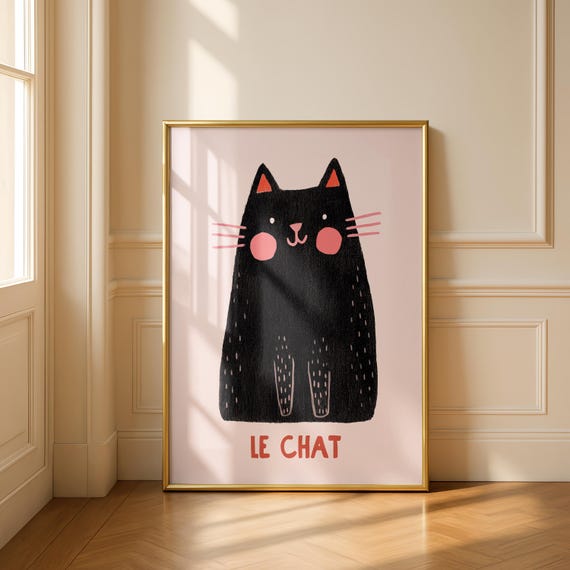 Le Chat Cat Art Print, French Gallery Wall Poster