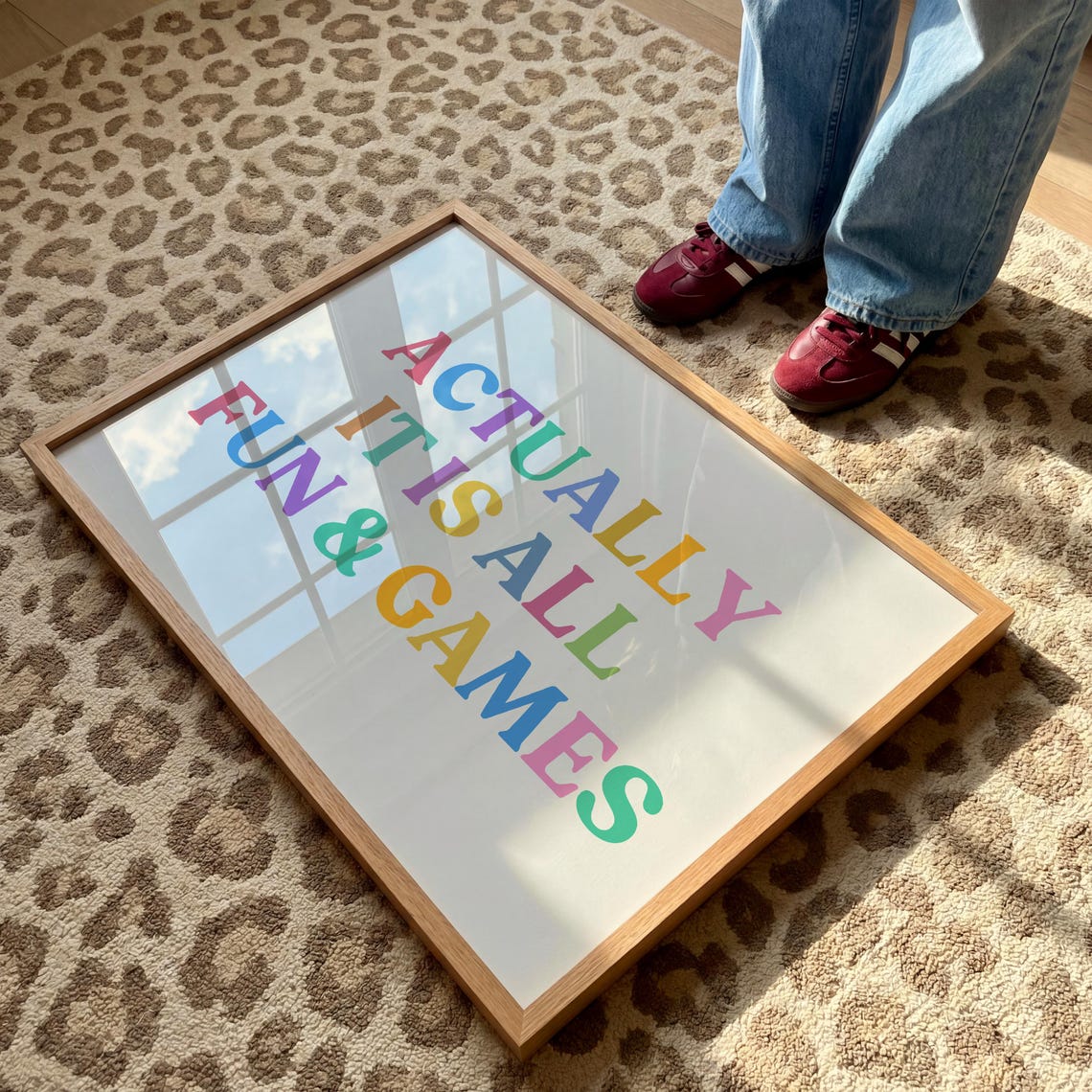 Actually It Is All Fun And Games Colorful Rainbow Typography Poster