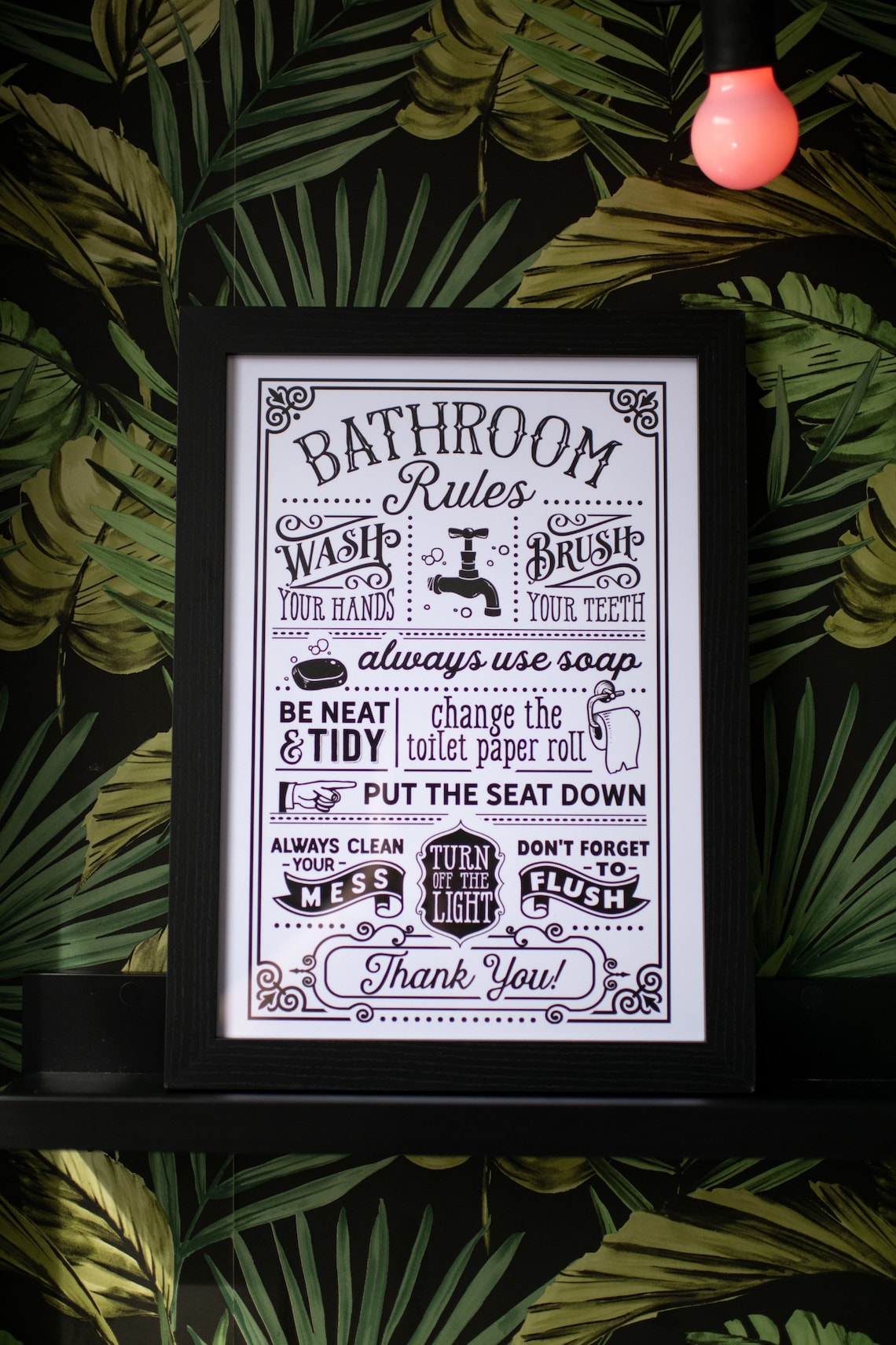 Bathroom Rules Bathroom Decor Funny Poster Print