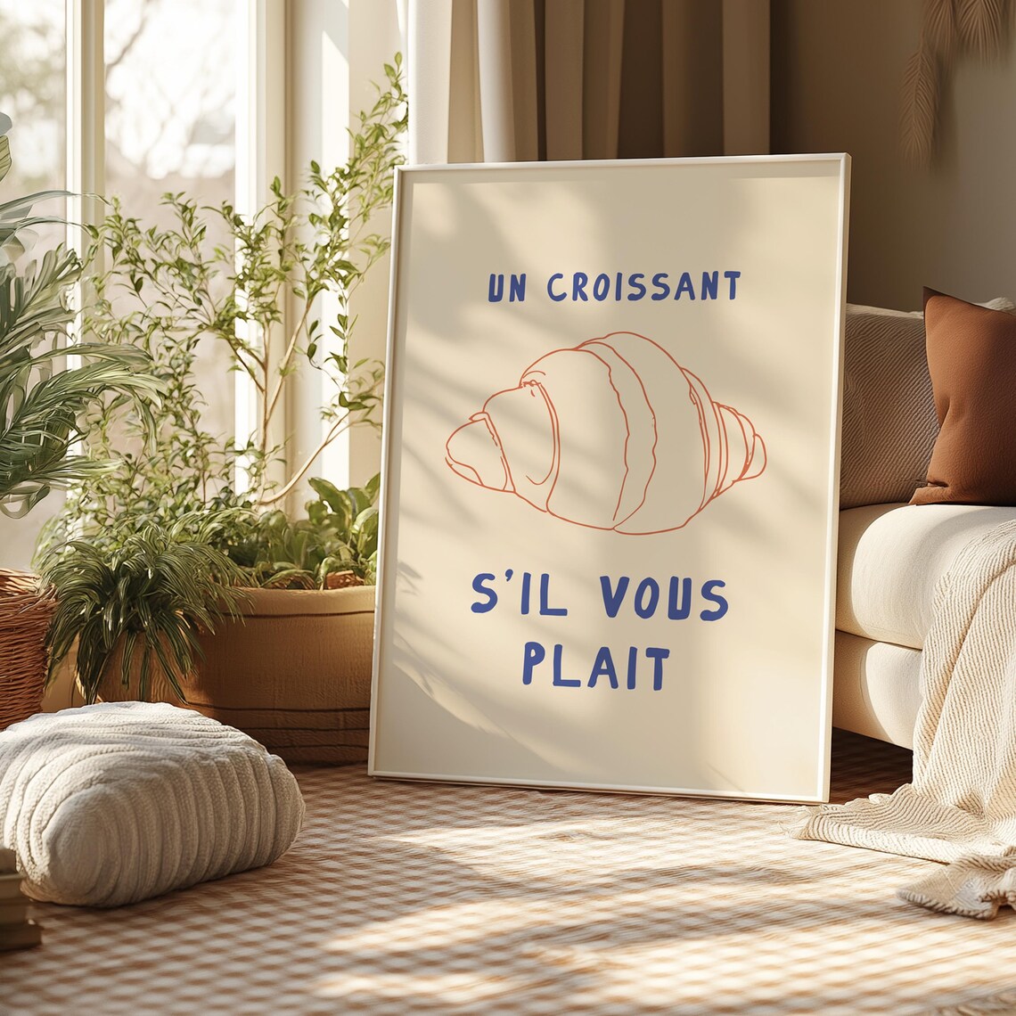 Croissant Kitchen Print, Cafe Breakfast Art