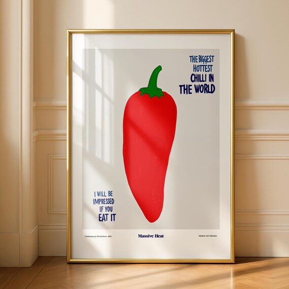 Chilli Pepper Print Funky Kitchen Wall Art Fun Poster