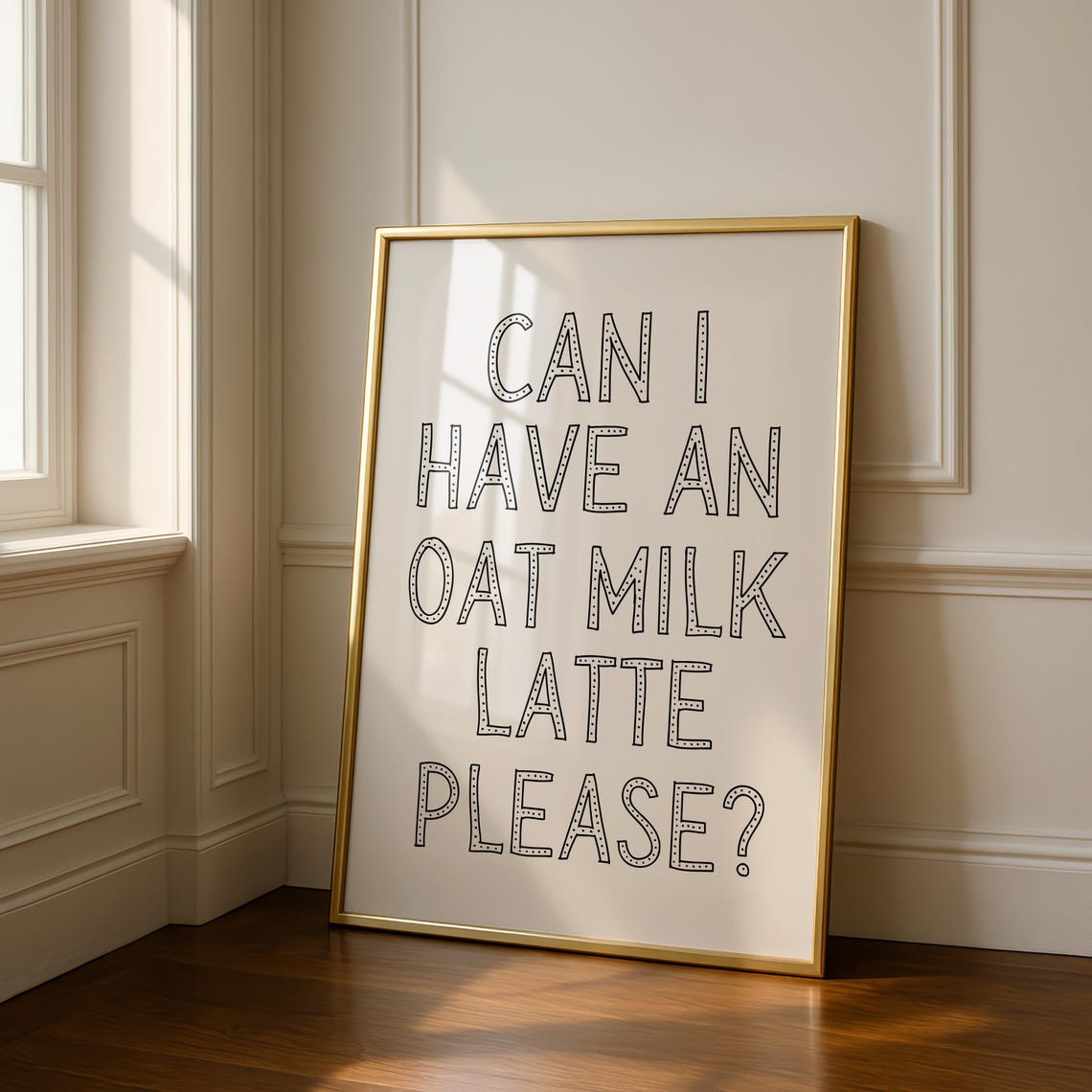 Can I Have an Oat Milk Latte Please Coffee Shop Typography Art Poster