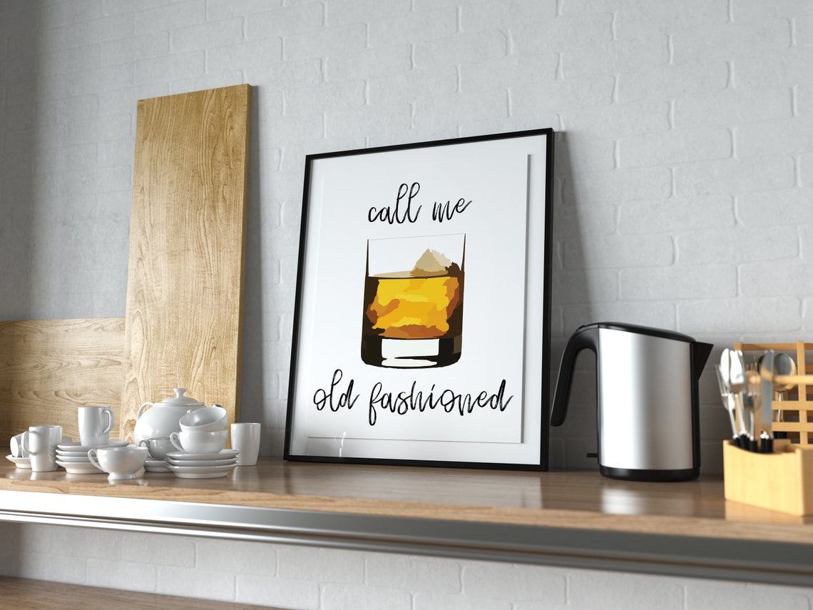 Call Me Old Fashioned Whiskey Glass Art Bar Cart Poster Decor - Image 2