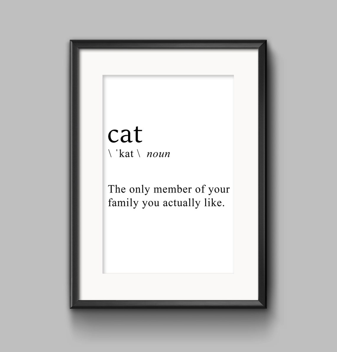 Cat Definition Noun Funny Cat Lover Gift Dictionary Style Poster
