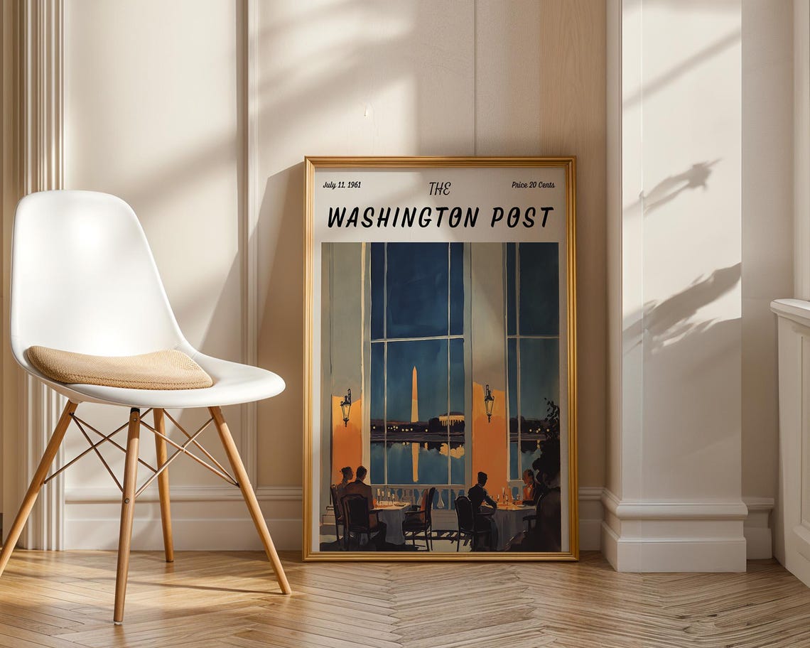 Washington Post July 1961 Vintage Newspaper Style Washington DC Poster