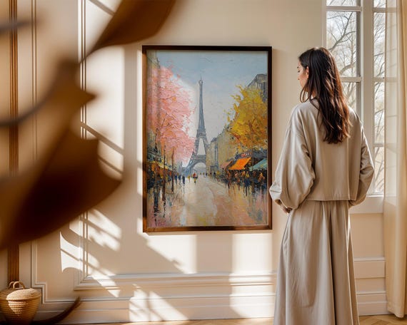 Artful Paris Print Modern Pastel Cityscape Watercolour Eiffel Tower