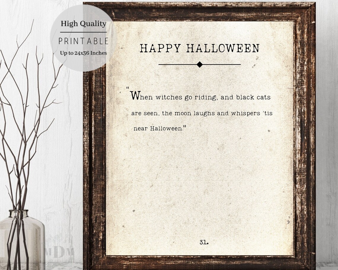 Happy Halloween Book Page Print, Antique Witches Poster - Image 2