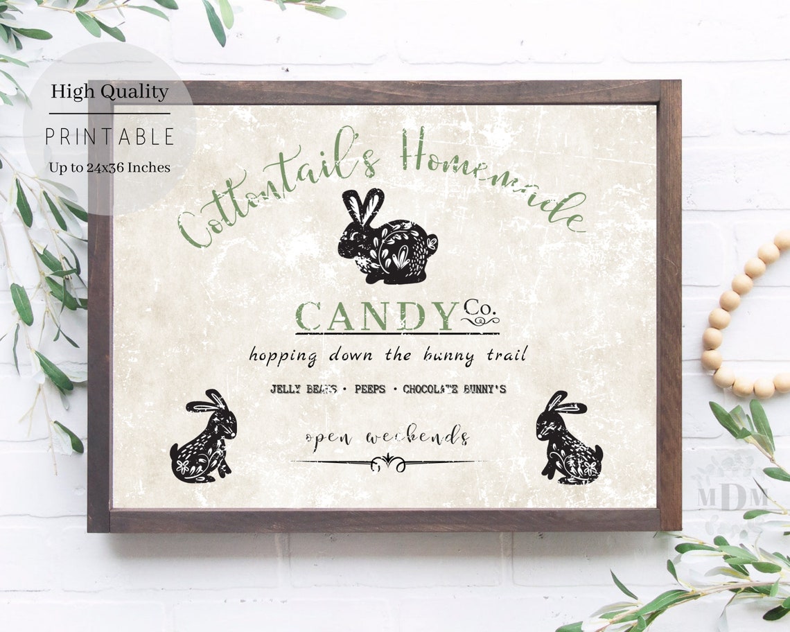 Cottontails Homemade Candy Co Easter Bunny Farmhouse Sign Poster - Image 3