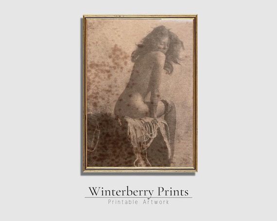 Vintage Nude Female Profile Bathroom Wall Art Print