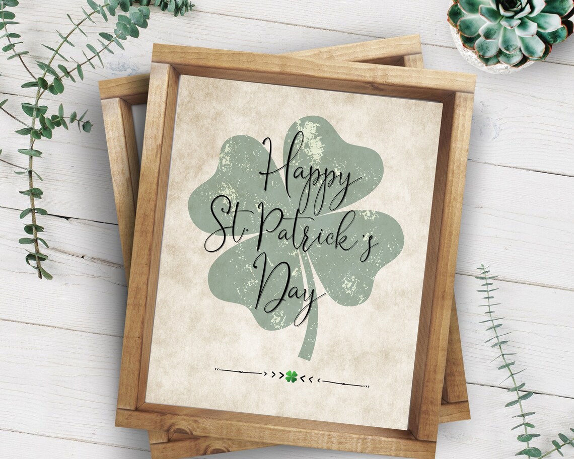 St Patricks Day Farmhouse Shamrock Art Print