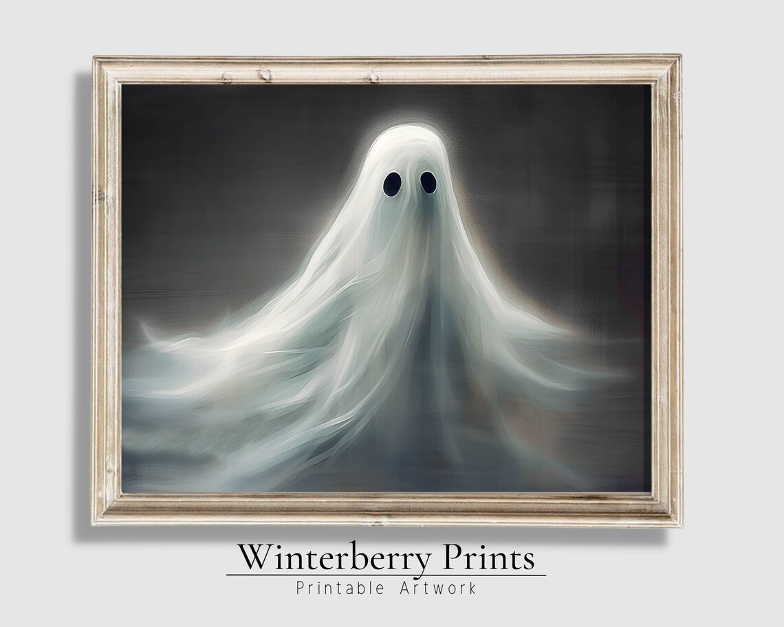 Ethereal White Ghost Glowing Dark Haunting Halloween Wall Poster - Image 4
