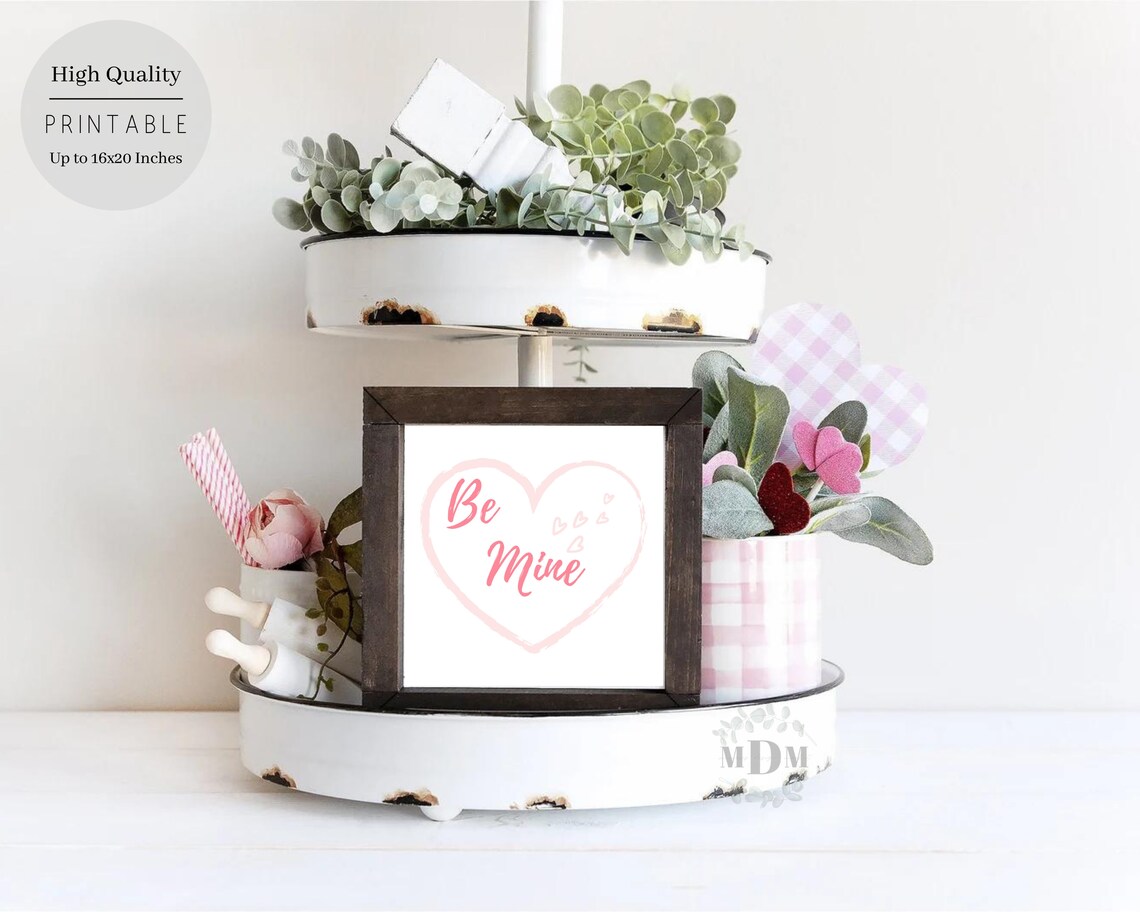 Be Mine Pink Script Heart Outline Sweet Valentine Love Wall Art Poster - Image 5