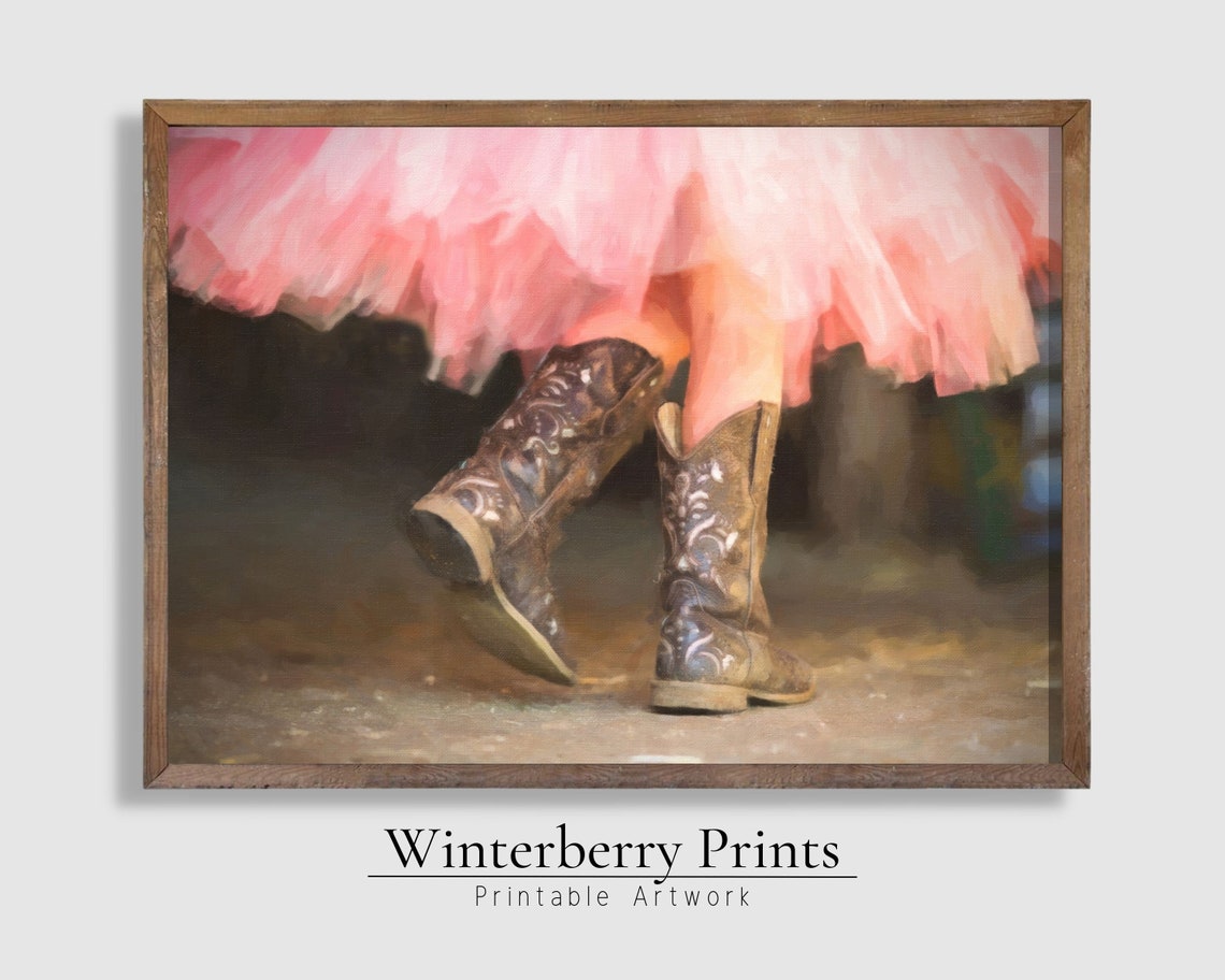 Cowgirl Wall Art Cowgirl Boots And Tutus Pink Wall Art Trendy Wall Art Girls Room Decor 107 - Image 3