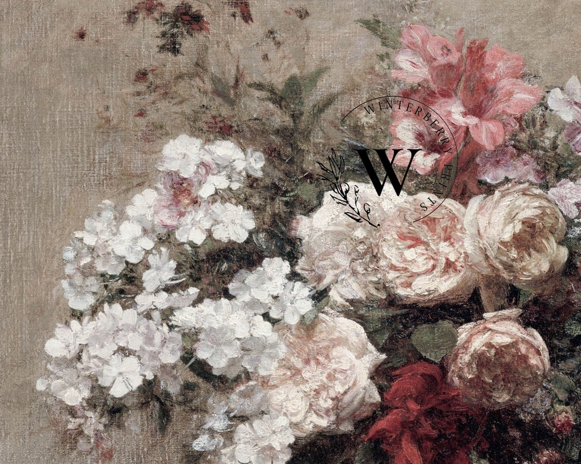 Vintage Spring Floral Oil Painting Bouquet Still Life Wall Art - Image 3