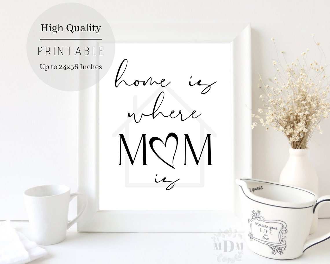 Home Is Where Mom Is Script Quote Mothers Day Gift Wall Art Print - Image 5
