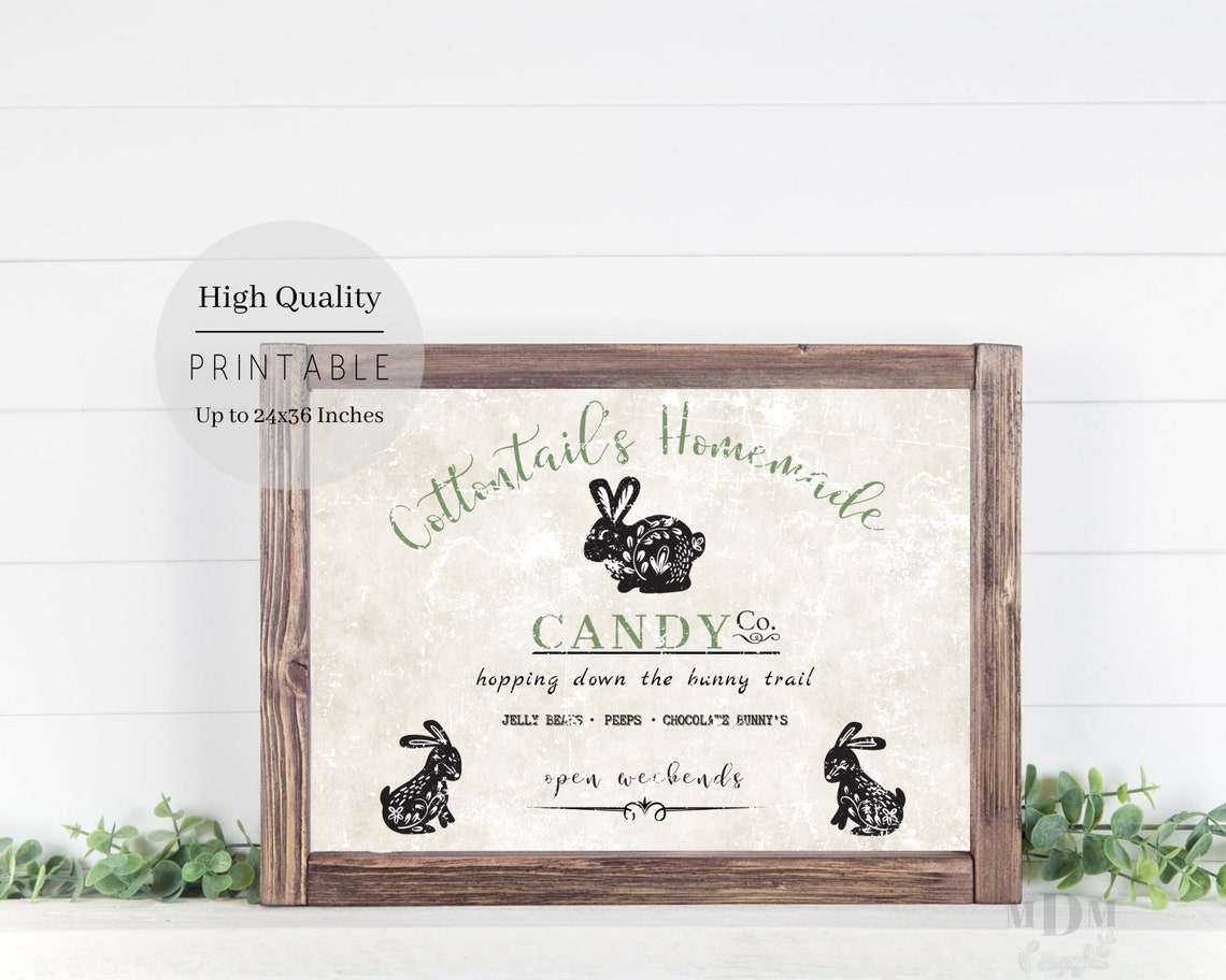 Cottontails Homemade Candy Co Easter Bunny Farmhouse Sign Poster - Image 4