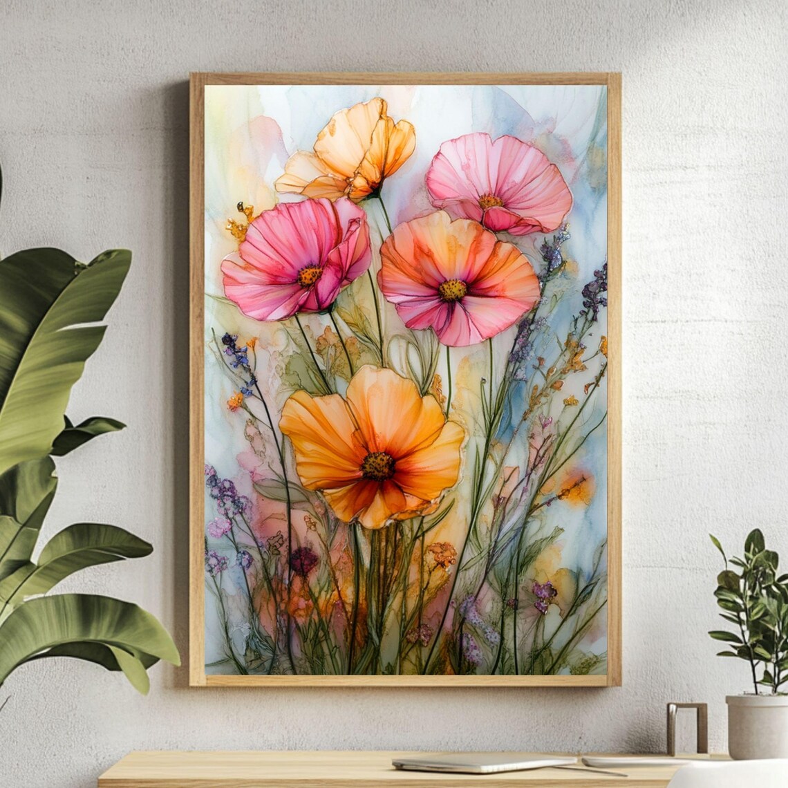 Alcohol Ink Wildflowers, Vibrant Floral Abstract