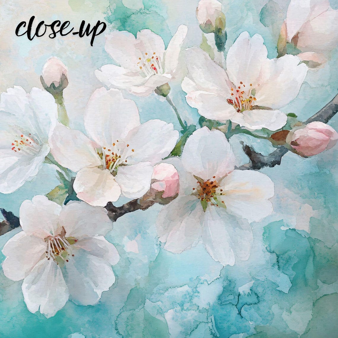 Cherry Blossom Branch Delicate Watercolor Spring Floral Art Poster - Image 4