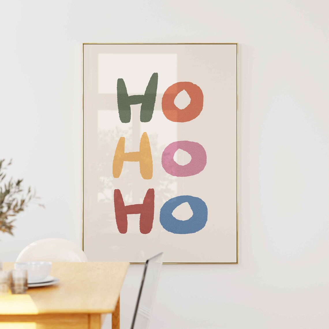 Ho Ho Ho Colorful Hand Painted Modern Christmas Quote Poster - Image 5