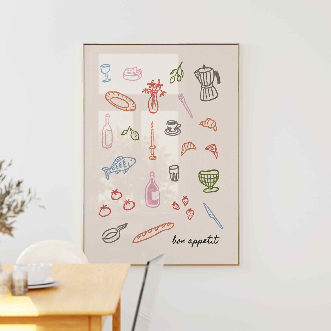 Bon Appetit Dinner Party Retro Kitchen Art Print
