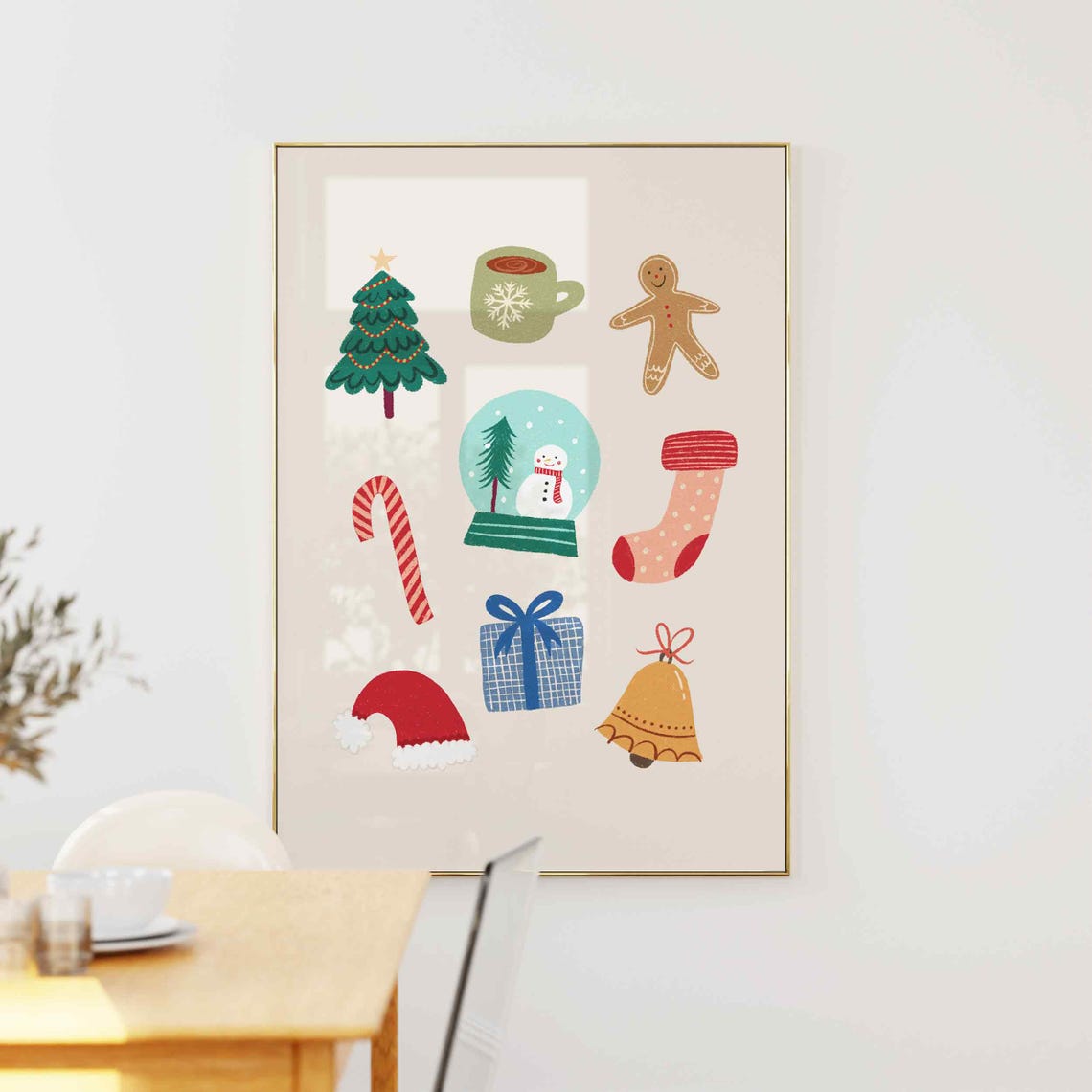 Cute Christmas Icons Collage Tree Gingerbread Snowman Holiday Poster - Image 4