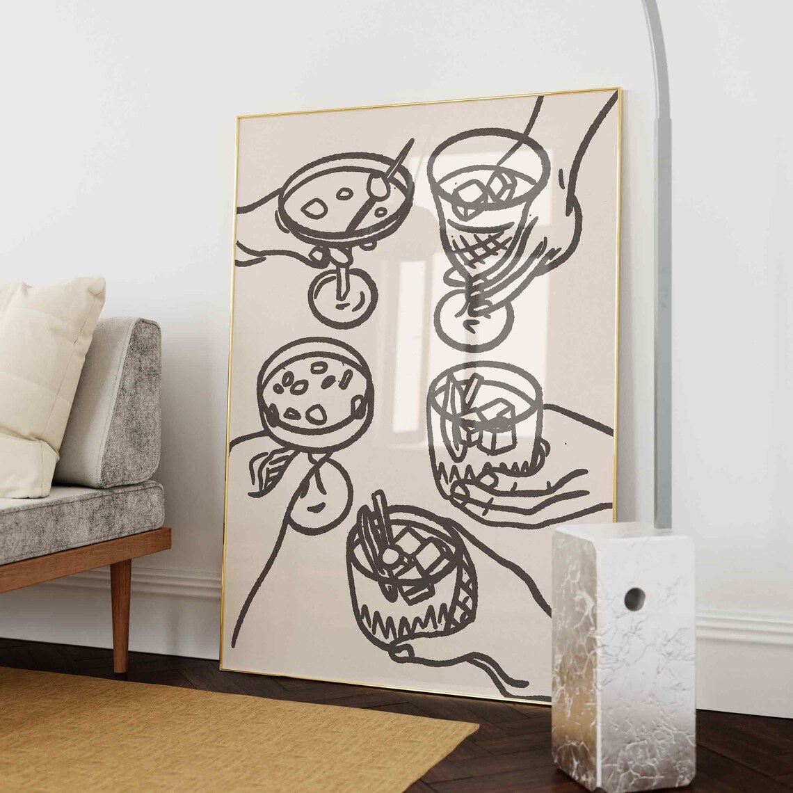 Cheers Glass Print, Funky Bar Cart Art Print - Image 4