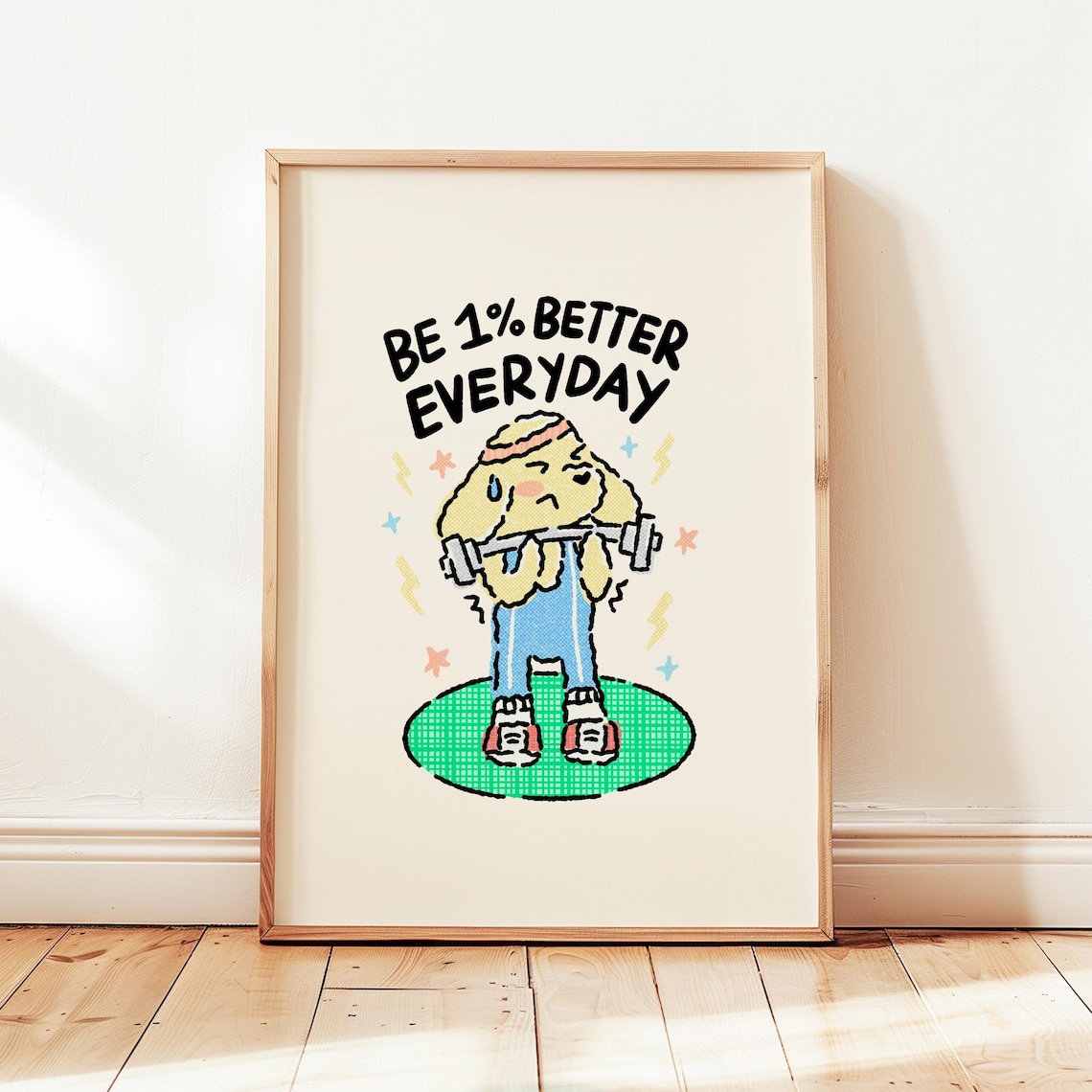 Be 1 Percent Better Everyday Cute Dog Workout Motivational Poster