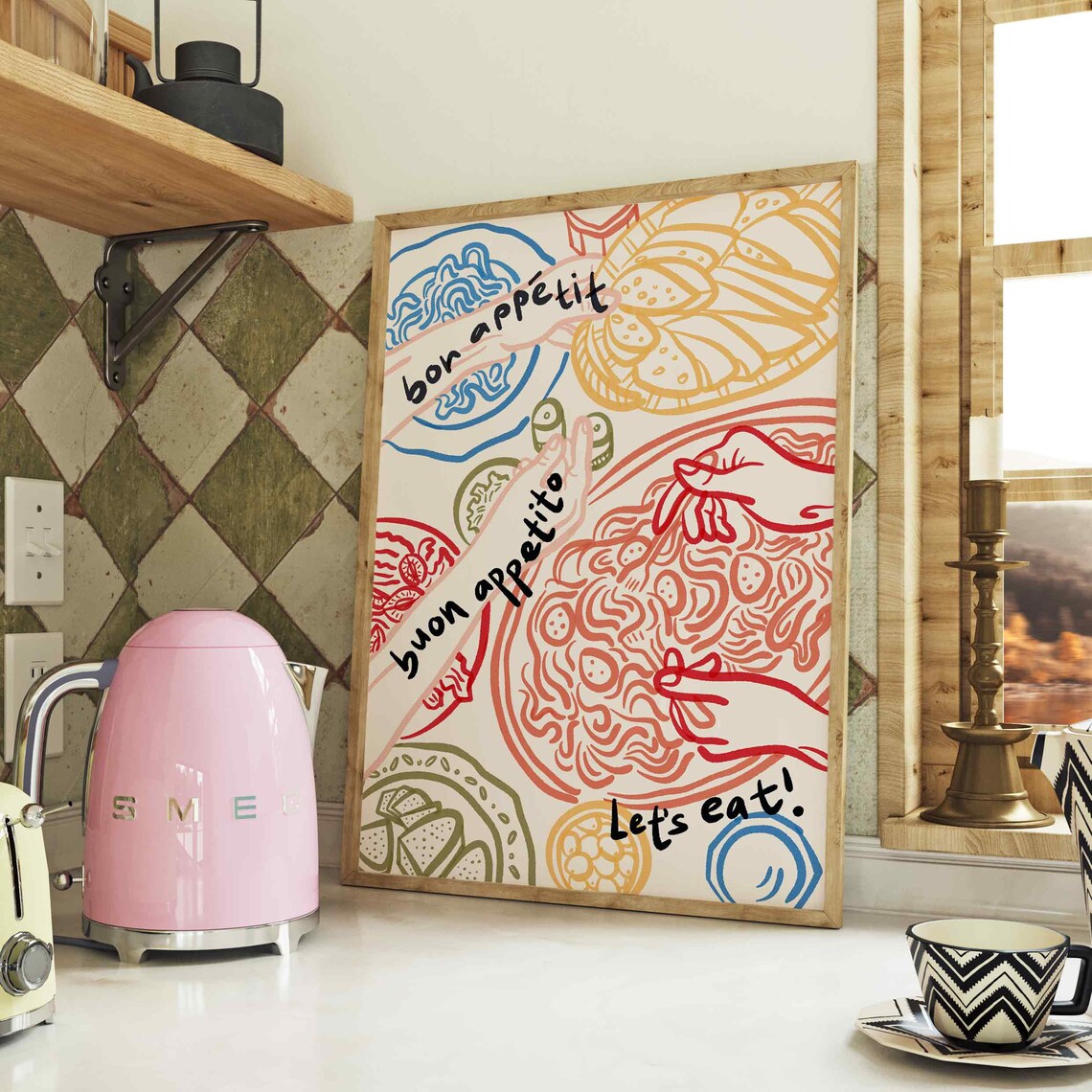 Bon Appetit Retro Dinner Party, Kitchen Wall Art - Image 2