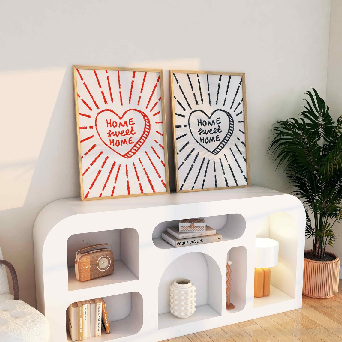 Home Sweet Home Heart Quote Retro Poster - Image 2